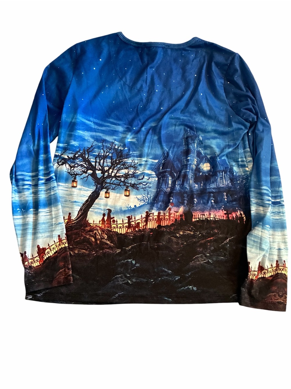 Gloria Vanderbilt Witch Haunted House Graphic Top M Rhinestone Halloween - Picture 2 of 16